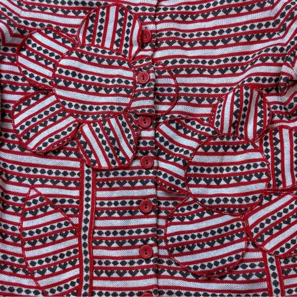 Moth Lovelorn Cardigan Size Small Cropped Sleeve Button Down Floral Hearts - Picture 4 of 5